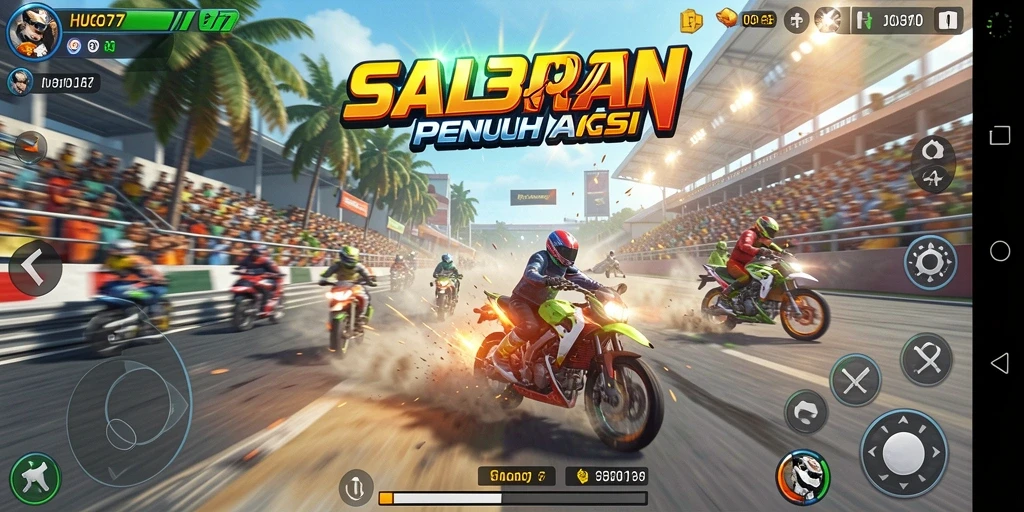 Tangkapan layar menunjukkan balapan mendebarkan di HUGO77 dengan grafik yang luar biasa.