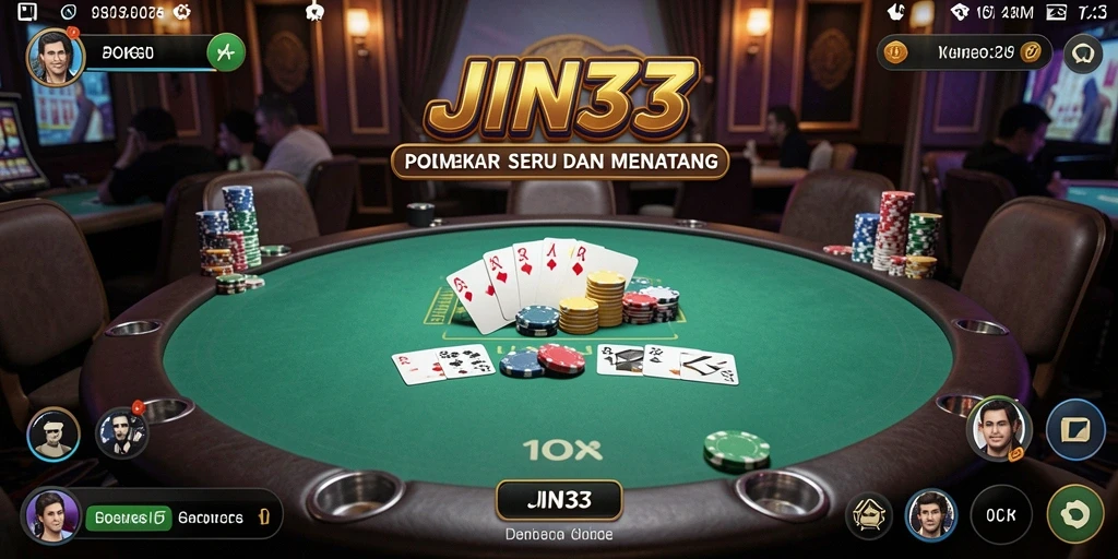 Tampilan gameplay mendebarkan dari JIN33 dalam tantangan poker.