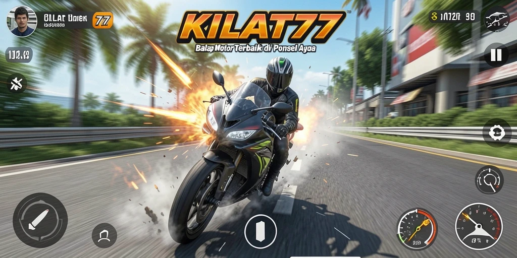 Screenshot KILAT77 menampilkan aksi balap motor yang seru dan grafis menawan.