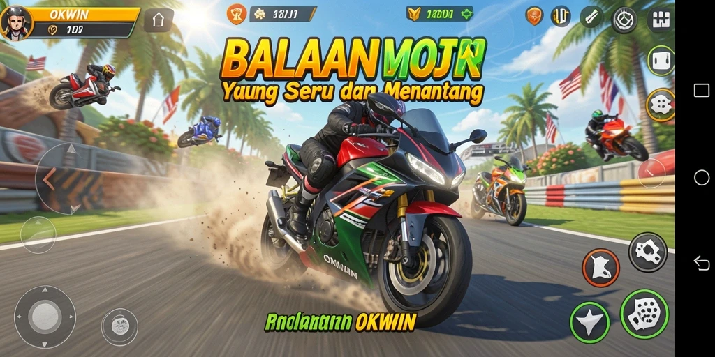 Tampilan menarik saat balapan motor di track yang mendebarkan.
