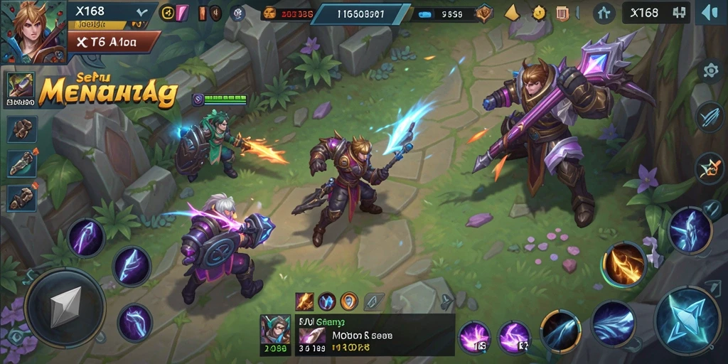 Screenshot X168 menampilkan aksi seru dalam pertempuran MOBA.